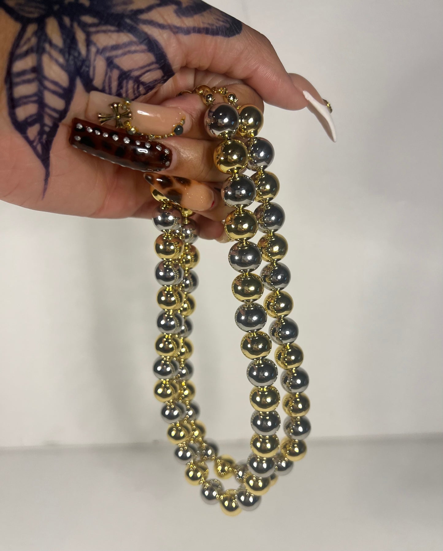 Gold and Silver Beaded Necklace