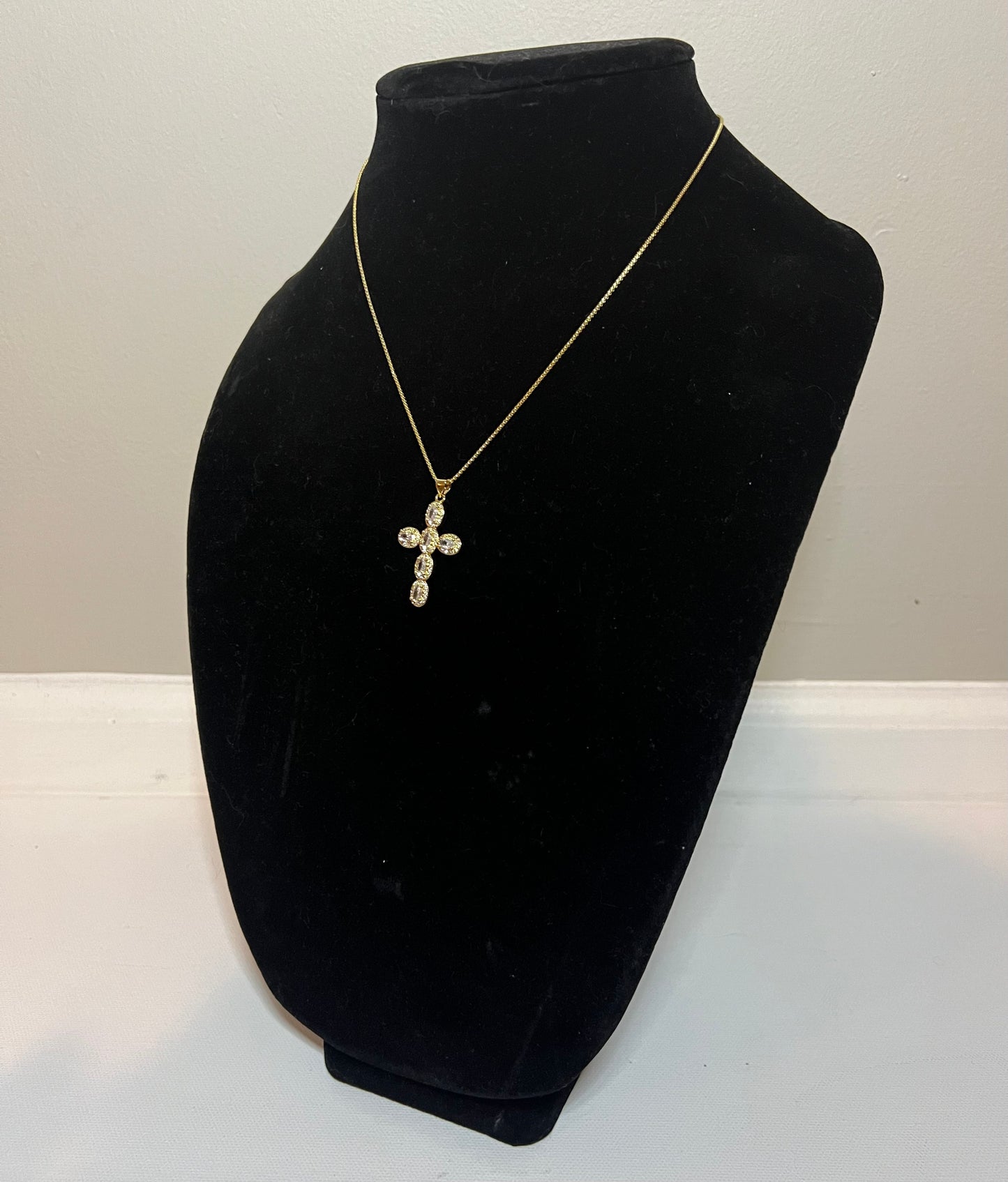 Oval Diamond Cross Necklace